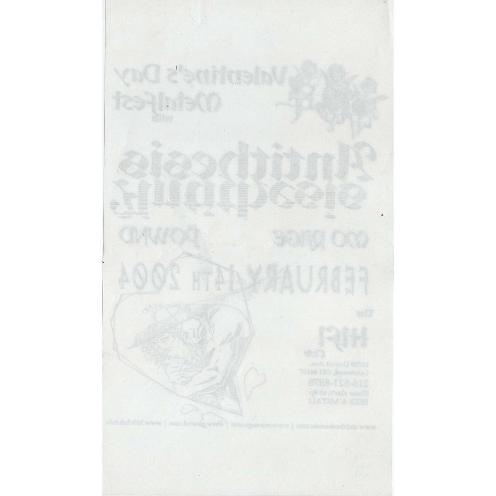 2004 Valentine's Day Metalfest Flyer Antithesis Soulless Hi-Fi Club Lakewood OH - Picture 2 of 2